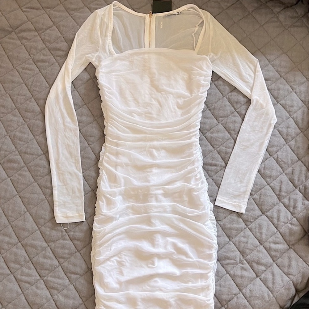 White mesh midi dress